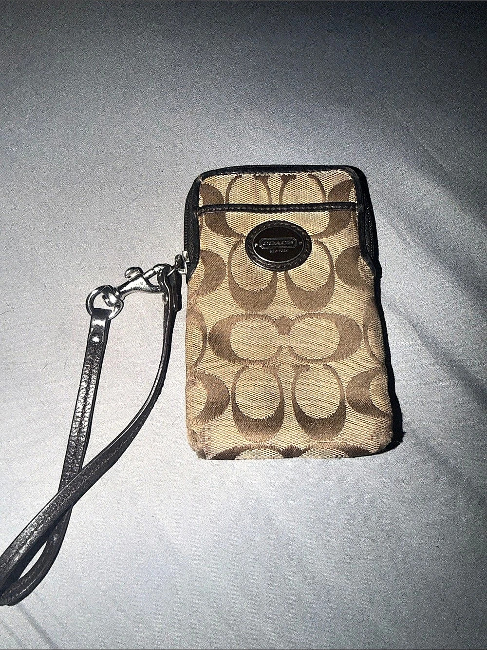 Coach Brown & Black Signature Wristlet Pouch